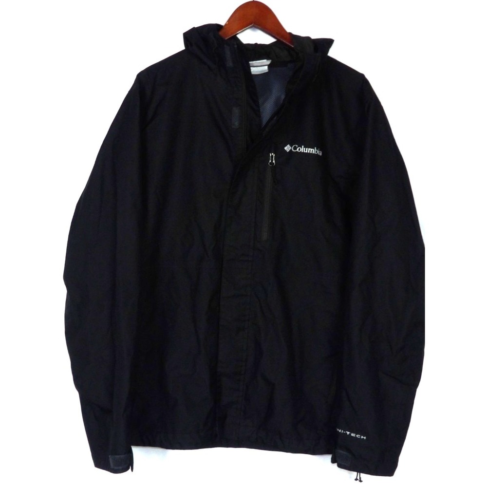 Columbia Omni-Tech Black Mesh Lined Hooded‎ Zip-Up Jacket Men's Medium